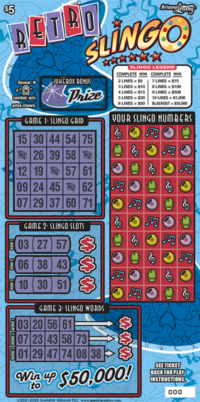 $5 ticket, Retro Slingo  win up to $50,000