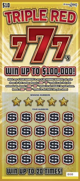Triple Red 7's, $10 ticket, win up to $100,000, win up to 20 times