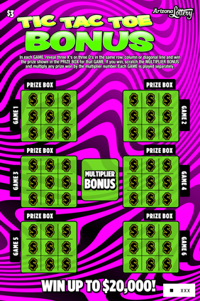 Tic Tac Toe Bonus, $3 ticket, win up to $20,000