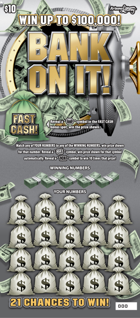 Bank On It, $10 Ticket, Win up to $100,000