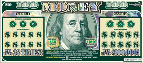 Money, $10 ticket, Win Up To $100,000, win up to 22 times