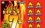 $2 Ticket, Red Hot 7's, Red 7 Doubles Prize, 10 Chances to Win Up To $7,777