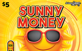 $5 ticket, Sunny Money, win up to $50,000, multiply your prize up to 10x
