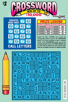 $2 Ticket, Crossword, Win Up To $10,000