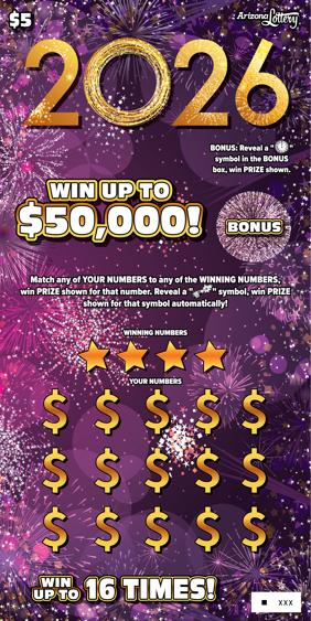 2026, $5 ticket, win up to $50,000
