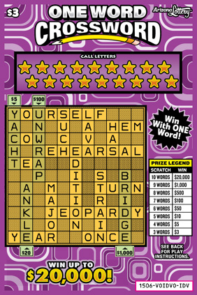 One Word Crossword, $3 Ticket, Win Up To $20,000